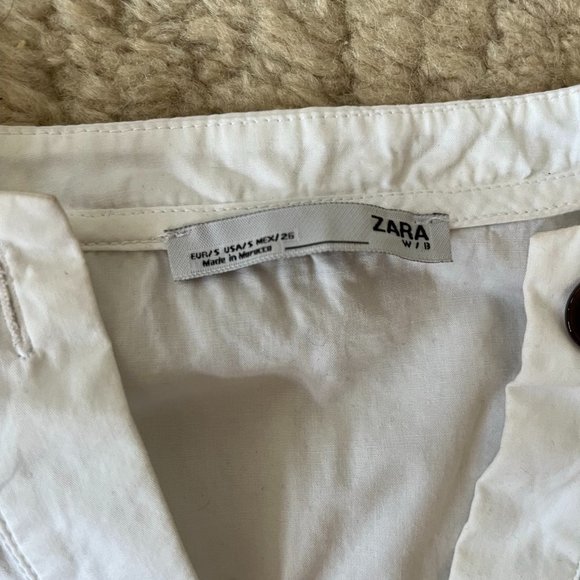 Zara Knit and Striped Woven Pieced Patchwork Button Up Top- Size S - Picture 4 of 6